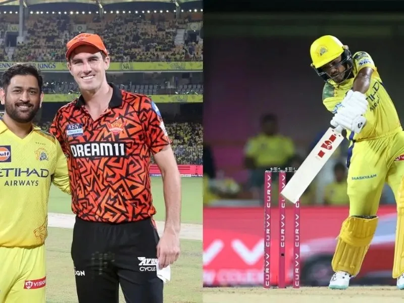 CSK players during their batting collapse against SRH in IPL 2025