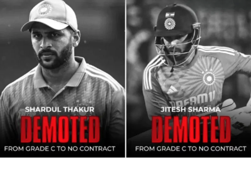 Shardul Thakur and Jitesh Sharma out from BCCI Central Contract List 
