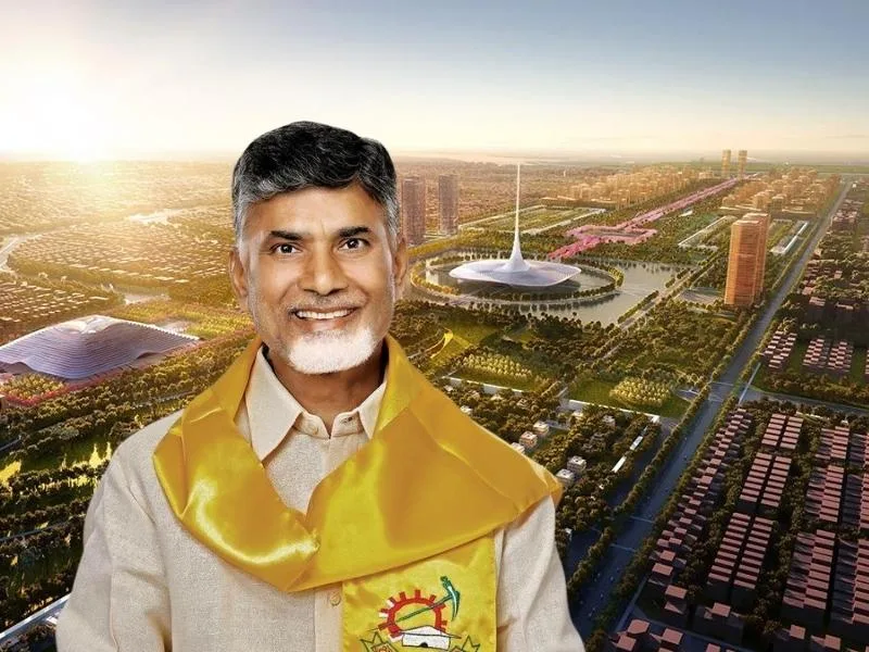 Farmers gathered at Chandrababu Naidu’s residence for Amaravati capital relaunch ceremony discussions, 2025
