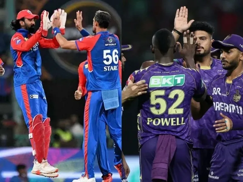 KL Rahul batting for Delhi Capitals in IPL 2025 match against KKR at Arun Jaitley