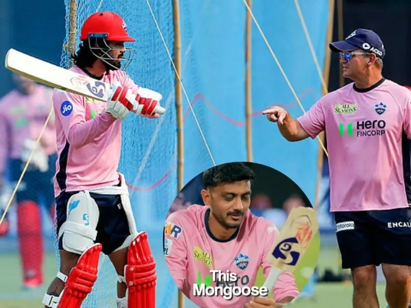 KL Rahul’s broken bat during Delhi Capitals’ net session in IPL 2025