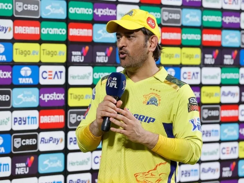 MS Dhoni addressing the media after CSK’s loss to SRH in IPL 2025 at MA Chidambaram Stadium