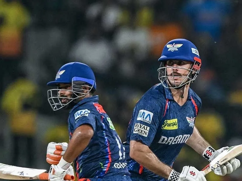 Mitchell Marsh and Rishabh Pant in action for LSG in IPL 2025.