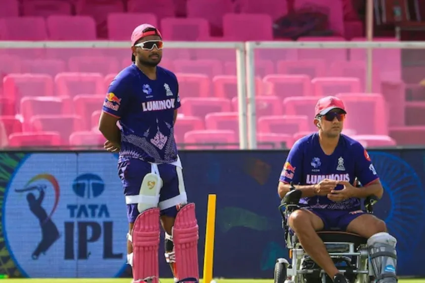Sanju Samson and Rahul Dravid in Practice Session IPL 2025