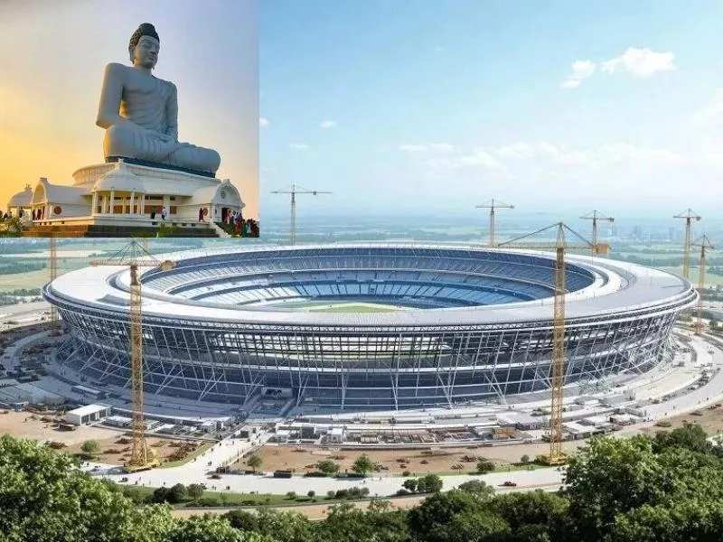 Proposed site for Amaravati Cricket Stadium with 1.32 lakh seats