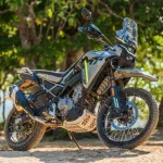 CFMoto 450MT rugged adventure bike with LED headlights