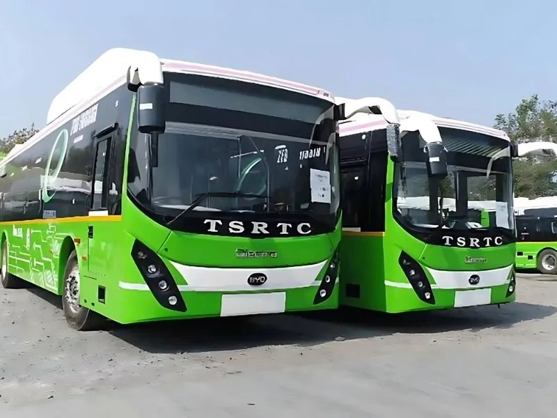 Modern TGSRTC electric bus serving Hyderabad routes for sustainable urban mobility