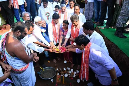 Minister Nara Lokesh at Mangalagiri 100-bed hospital foundation ceremony