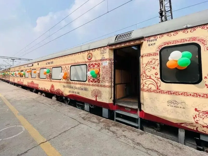 Pilgrims at Triveni Sangam in Prayagraj during IRCTC special train tour 2025