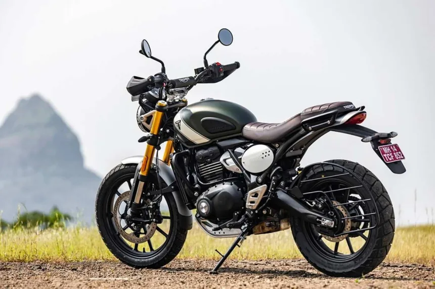 Triumph Scrambler 400 XC retro adventure bike with LED headlight