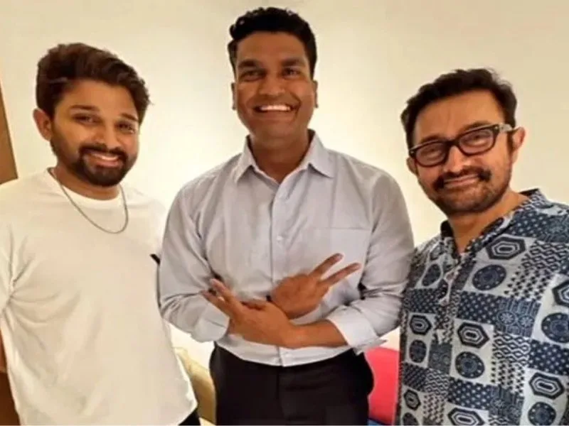 Viral photo of Allu Arjun with Aamir Khan from their 2025 Mumbai meeting, fueling pan-India film buzz