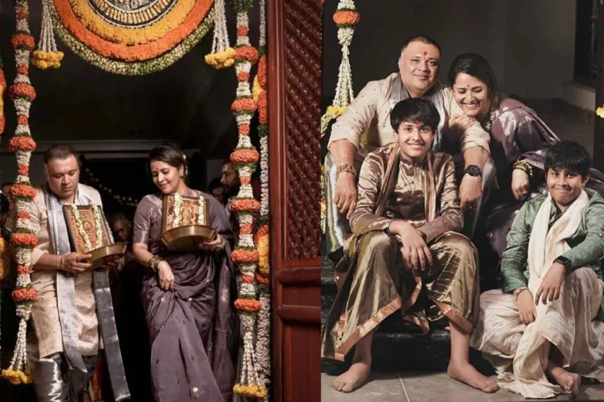 Anasuya Bharadwaj performs puja at her new house Sri Rama Sanjeevani during housewarming