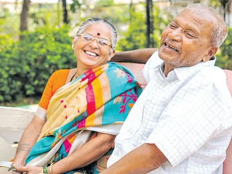 Elderly couple accessing pension benefits with Senior Citizen Card in Andhra Pradesh, 2025
