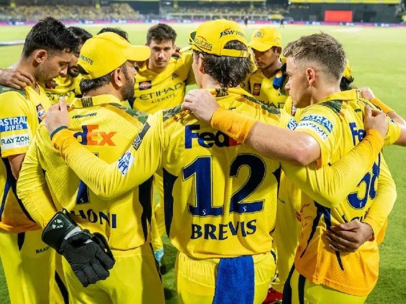 Chennai Super Kings players during their IPL 2025 campaign, finishing last in the points table.