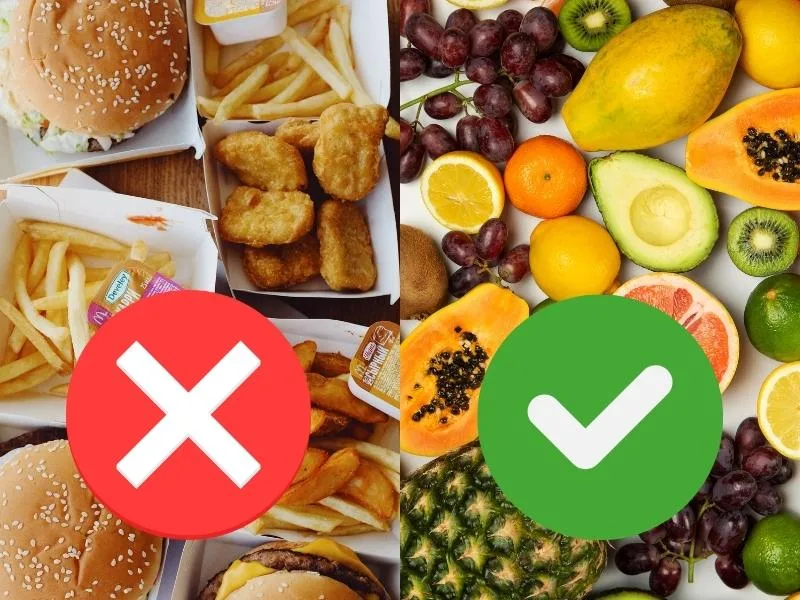 Healthy plate with fresh fruits and vegetables to control high blood pressure