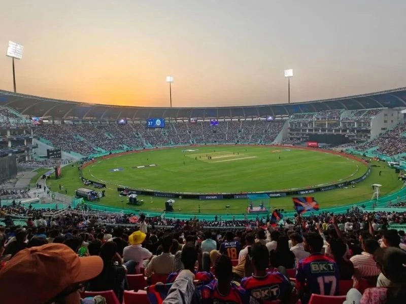 Ekana Cricket Stadium pitch for RCB vs SRH IPL 2025 match, known for spin-friendly conditions.