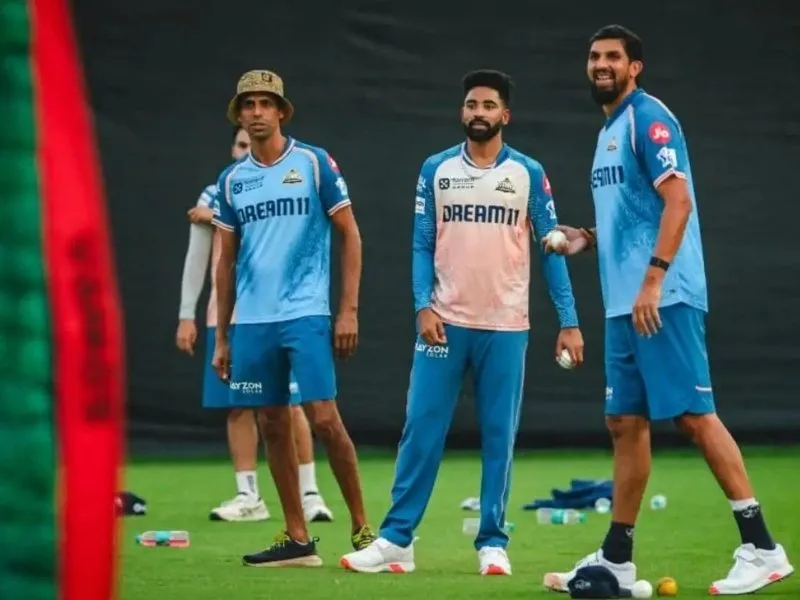 Gujarat Titans players training at Narendra Modi Stadium for IPL 2025 amid resumption uncertainty