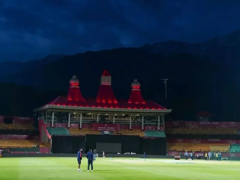 HPCA Stadium in Dharamsala during the cancelled PBKS vs DC IPL 2025 match