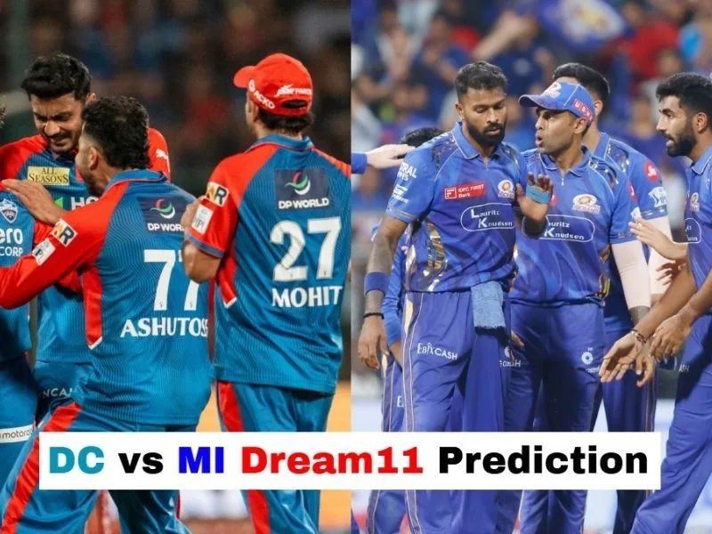 Mumbai Indians vs Delhi Capitals IPL 2025 match at Wankhede Stadium, featuring Dream11 fantasy team predictions.