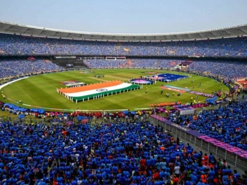 Packed stadium during Champions Trophy 2025 final in Dubai, contributing to record-breaking global viewership.