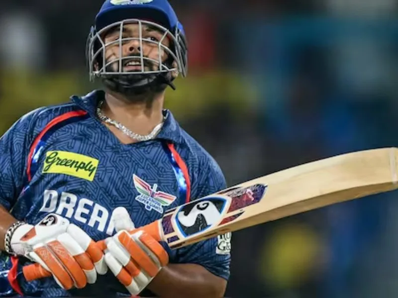 Rishabh Pant during an IPL 2025 match for Lucknow Super Giants, struggling with batting form.