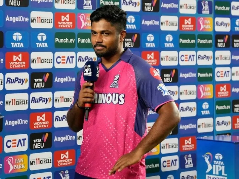 Sanju Samson leading Rajasthan Royals in IPL 2025 match against Punjab Kings