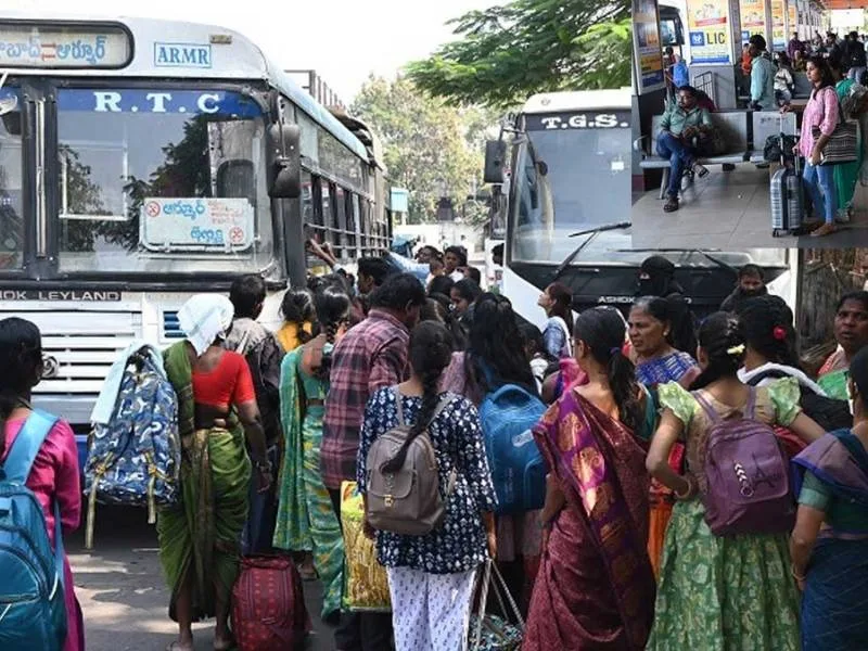 TSRTC employees at work, facing disruptions from social media influencer pranks
