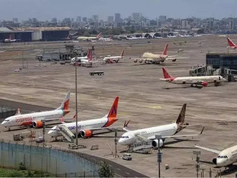 Security personnel conducting checks at an Indian airport during high alert in 2025