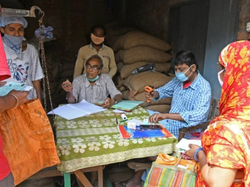 Andhra Pradesh government ration distribution at a local fair price shop