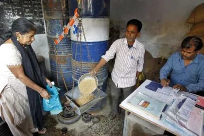Fair price shop in Andhra Pradesh distributing ration supplies