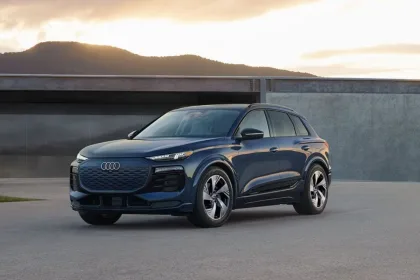 Audi Q6 e-tron with matrix LED headlights and sleek design