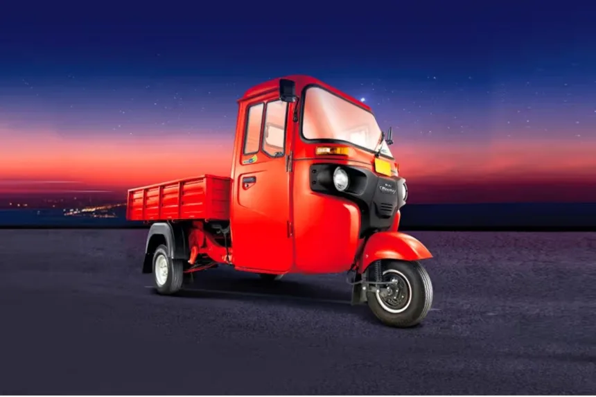 Bajaj Maxima C cargo three-wheeler on city road