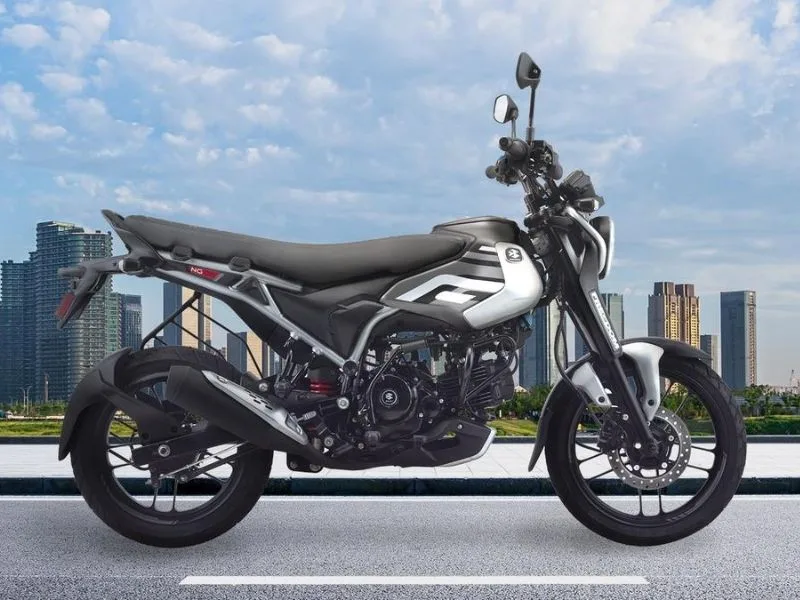 Close-up of Bajaj Freedom 125 CNG negative-lit LCD instrument cluster with Bluetooth connectivity