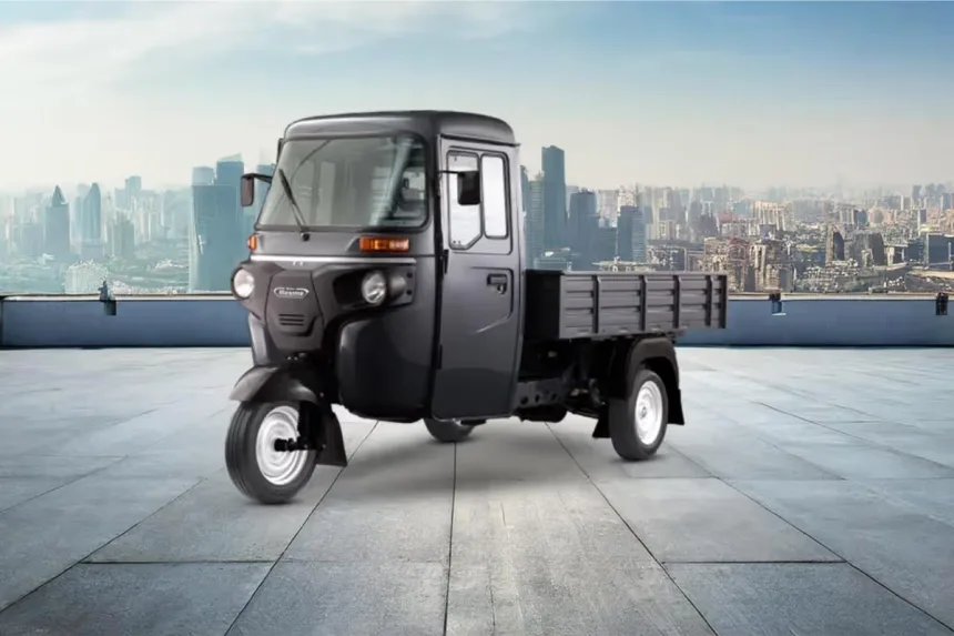 Bajaj Maxima XL Cargo E-TEC 12.0 electric three-wheeler on city road