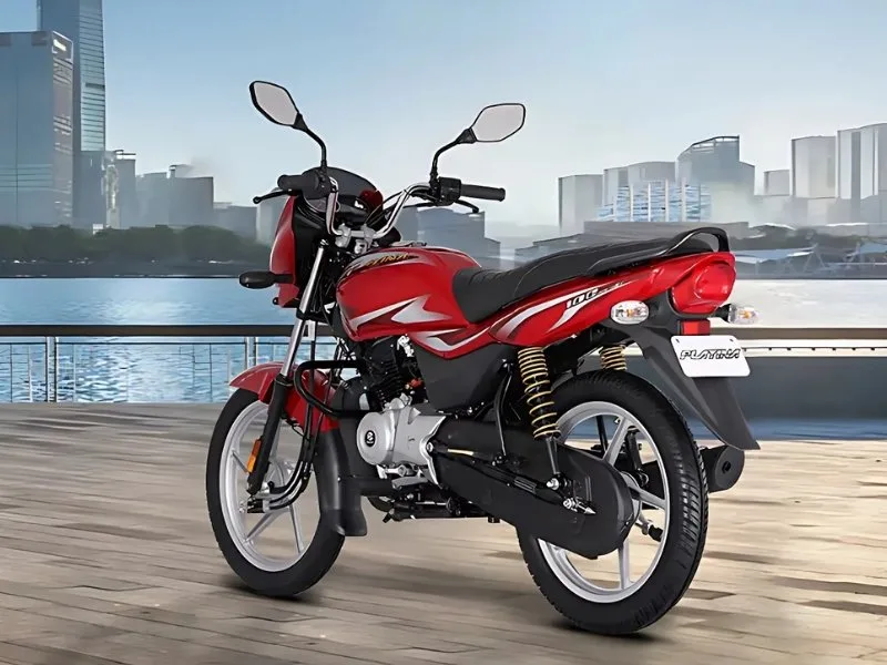 Bajaj Platina 100 in Black & Silver showcasing simple commuter styling with chrome accents