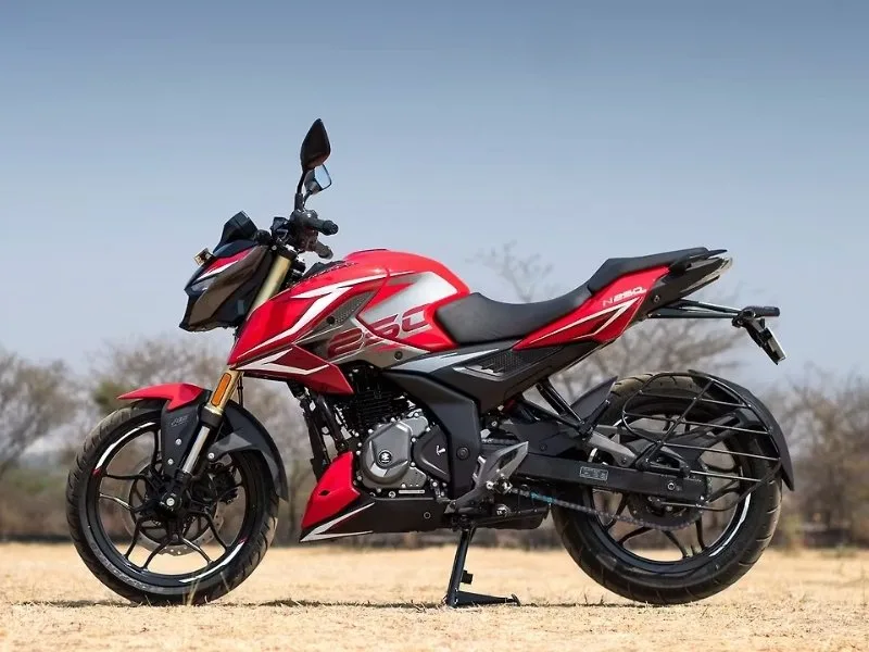 Close-up of Bajaj Pulsar N250 digital instrument cluster with Bluetooth connectivity and navigation display