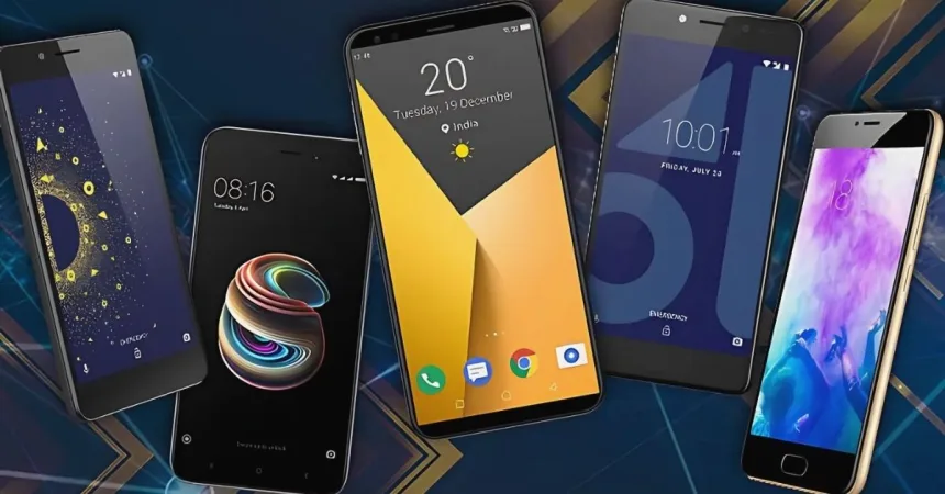 Top budget smartphones under 7000 in 2025 displayed on table