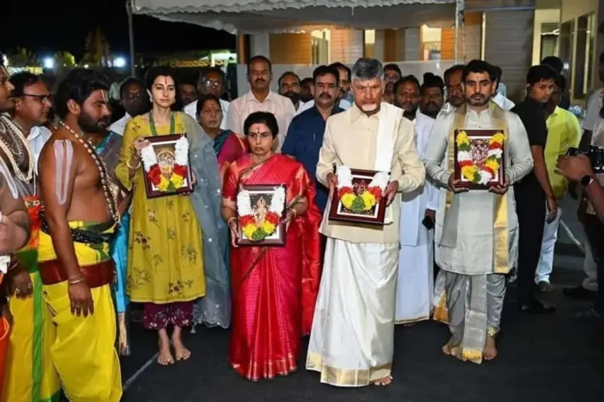 CM Chandrababu Naidu during housewarming ceremony in Shivapuram, Kuppam, 2025