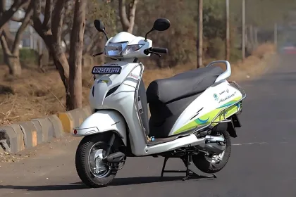 CNG scooter kit installed on a petrol scooter in 2025, showcasing eco-friendly retrofit for Telugu commuters