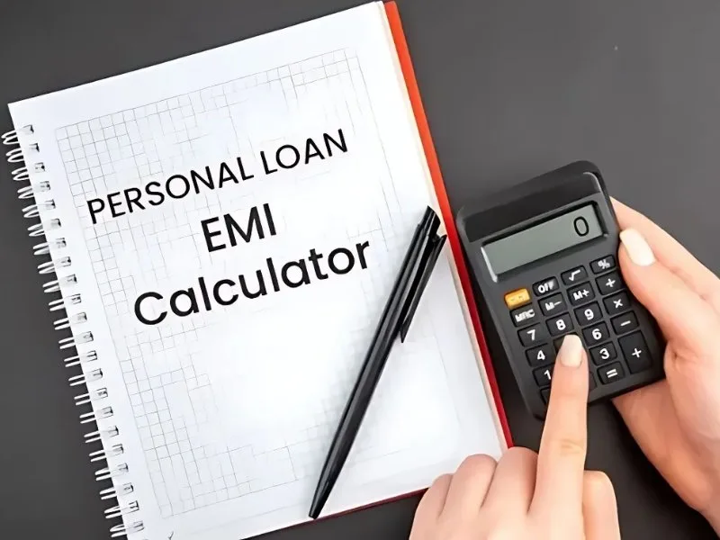 Personal loan EMI calculator interface showing results, 2025