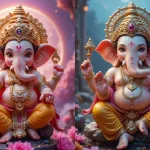 Lord Ganesha idol decorated with flowers and modakas for Vinayaka Chavithi festival