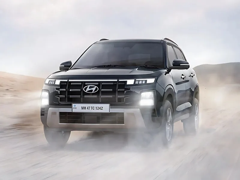 Interior of Hyundai Creta 2025 with 10.25-inch touchscreen and dual-tone dashboard for modern comfort