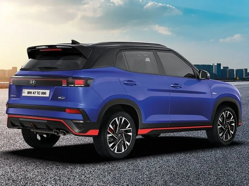 Interior of Hyundai Creta N Line 2025 with 10.25-inch touchscreen, N Line steering, and leatherette seats for dynamic driving