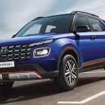 Hyundai Venue N Line 2025 in Thunder Blue with LED headlights and red brake calipers, showcasing sporty compact SUV design