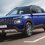 Hyundai Venue N Line 2025 in Thunder Blue with LED headlights and red brake calipers, showcasing sporty compact SUV design