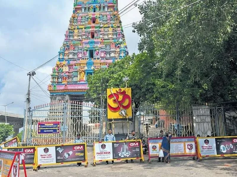 Devotees using Kanaka Durga Nagar route to reach Kanaka Durga temple during Ghat Road closure in 2025