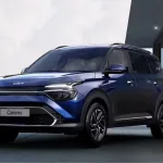 Kia Carens Clavis 2025 premium MPV with LED headlights and panoramic sunroof at a dealership
