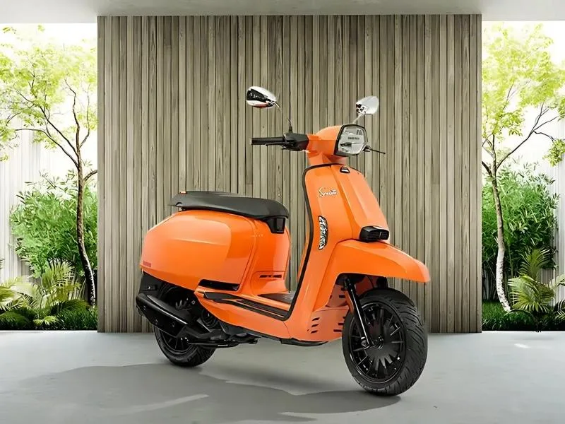 Close-up of Lambretta V200 LCD instrument cluster with Bluetooth connectivity External Link Suggestions