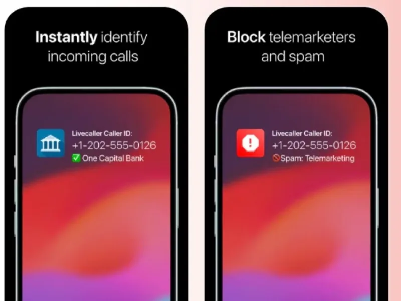 LiveCaller app displaying real-time caller ID on iPhone in 2025