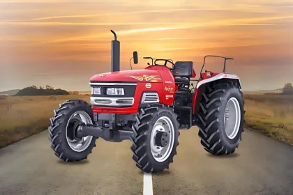 Mahindra Arjun 605 DI MS V1 2025 in Red-Black, showcasing robust 4WD tractor design for Telugu farmers